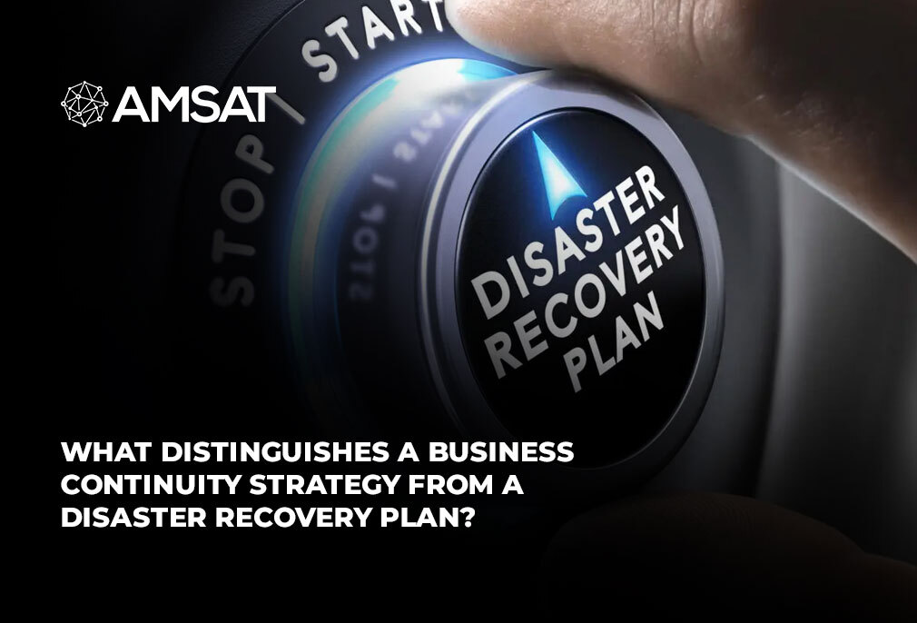 What distinguishes a business continuity strategy from a catastrophe recovery plan